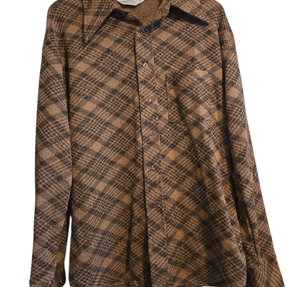 Men's Brown Plaid Casual Button Down Shirt